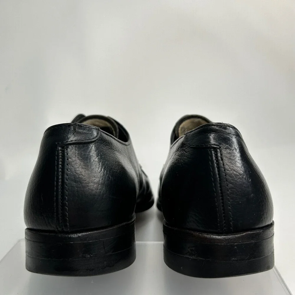 Vintage Nunn Bush Derby Leather Dress Shoes Mens‎ Black Apron Toe Size 9D